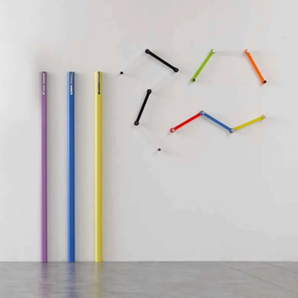 Cabide de Parede em Mdf Lacado com Gancho Duplo Fabricado na Itália - Mercúrio Viadurini