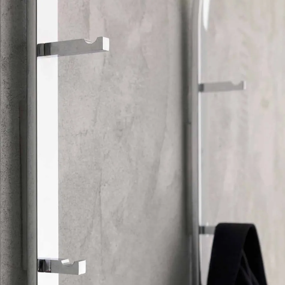 Cabide de metal para revestimento de parede com 2 ganchos e luz LED Made in Italy - Osmio Viadurini