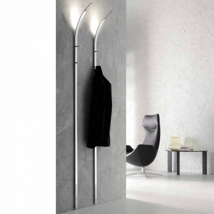 Cabide de metal para revestimento de parede com 2 ganchos e luz LED Made in Italy - Osmio Viadurini