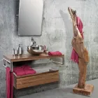 Cabide de Revestimento com Estrutura e Estacas em Teca Sólida - Abeto Viadurini