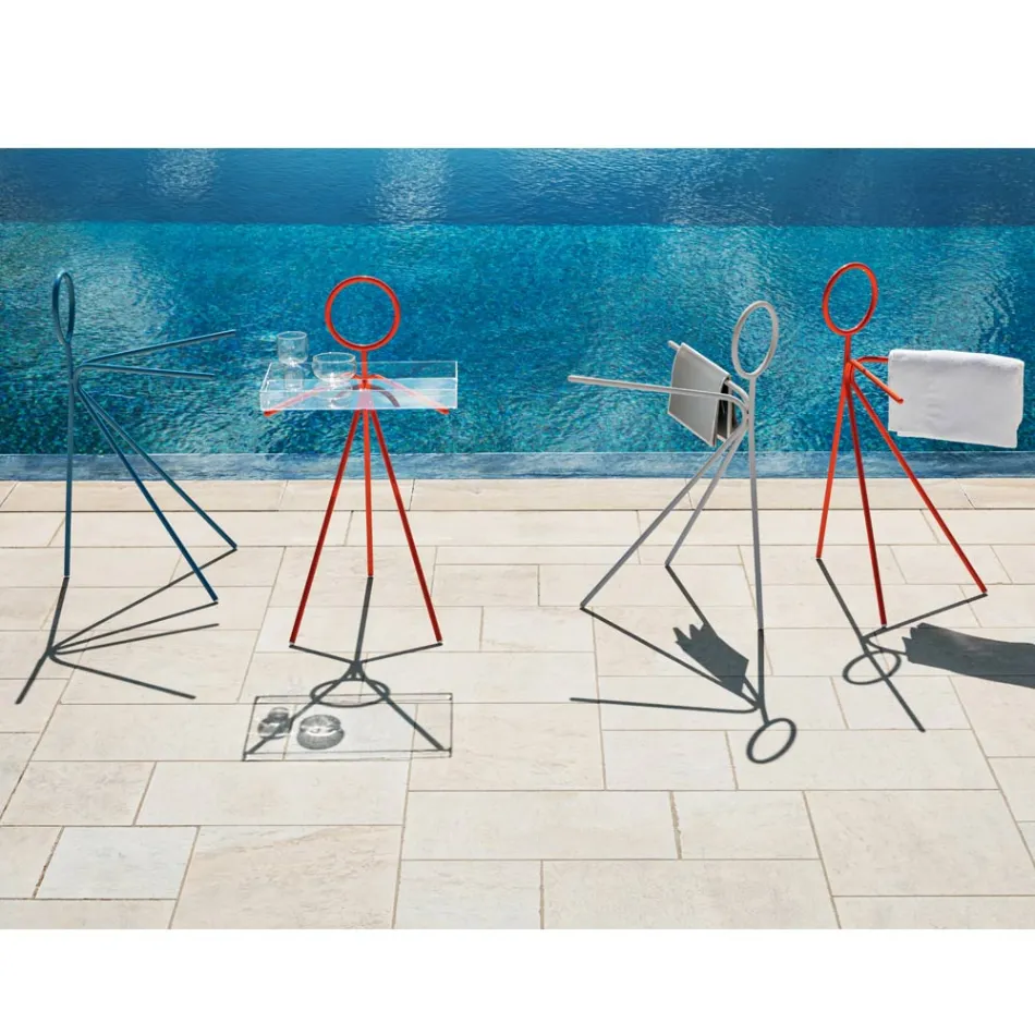 Suporte de casaco de aço de 3 peças feito na Itália - Steward by Myyour Viadurini