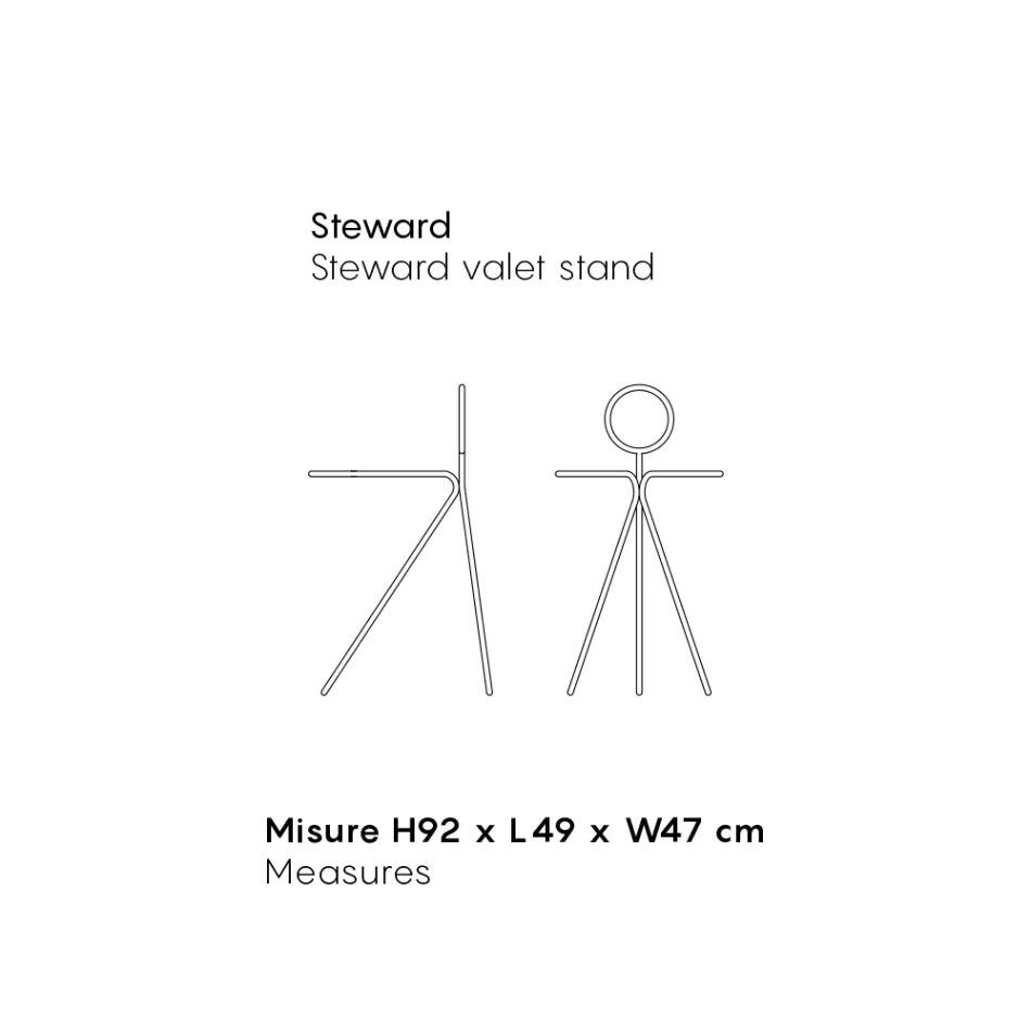 Suporte de casaco de aço de 3 peças feito na Itália - Steward by Myyour Viadurini