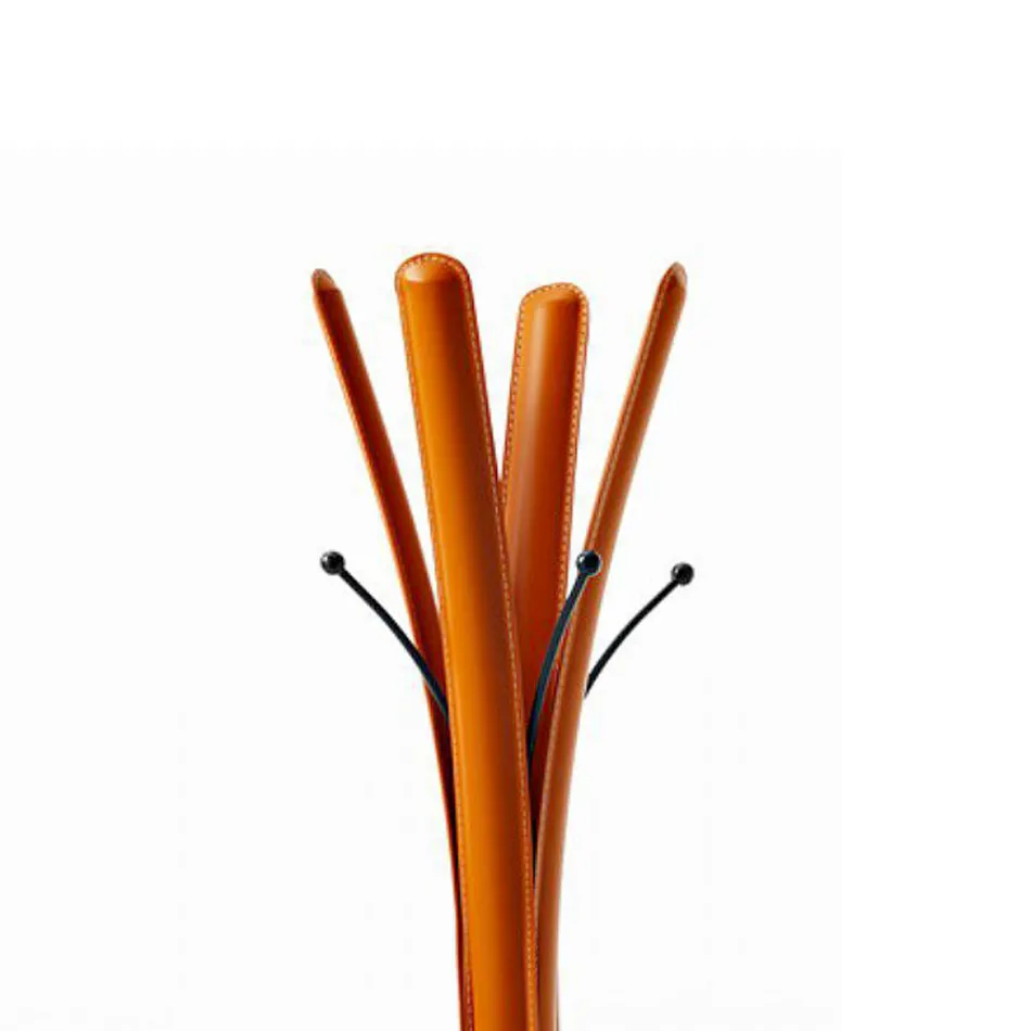 Cabide de aço preto de design moderno coberto de couro - natureza Viadurini