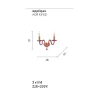 Candeeiro de parede clássico 2 luzes em vidro italiano artesanal e metal dourado - Oliver Viadurini