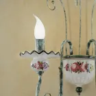 Candeeiro de Parede 2 Luzes em Cerâmica Decorada à Mão e Latão Antigo - Sanremo Viadurini