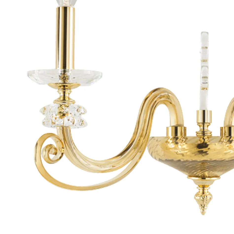 Candeeiro de Parede 2 Luzes em Vidro Soprado e Cristal Óptico de Luxo Clássico - Cassea Viadurini