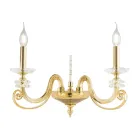 Candeeiro de Parede 2 Luzes em Vidro Soprado e Cristal Óptico de Luxo Clássico - Cassea Viadurini