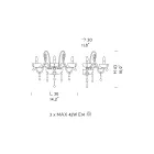 Lâmpada de parede de vidro artesanal de 3 luzes de Veneza feita na Itália - florentino Viadurini