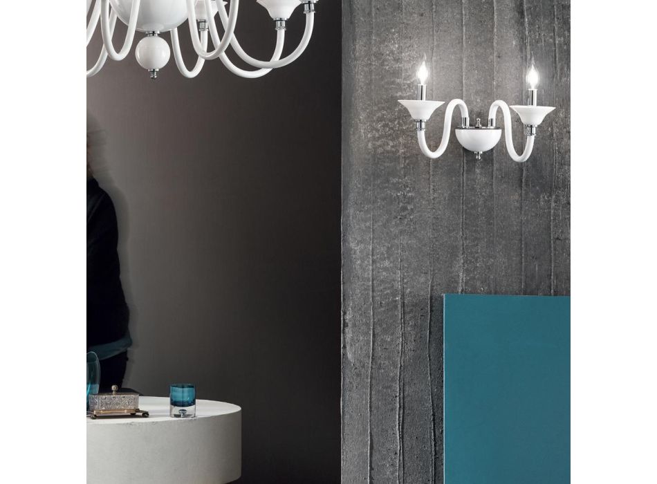 Candeeiro de parede com 2 luzes em vidro artesanal italiano estilo clássico - Mindful Viadurini