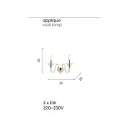 Candeeiro de parede com 2 luzes em vidro artesanal italiano estilo clássico - Mindful Viadurini