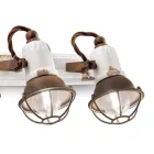 Luminária de Parede com 3 Focos Industriais Artesanais em Ferro e Cerâmica - Loft Viadurini