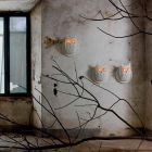 Arandela de parede 2 luzes em cerâmica branca mate Coruja de design moderno - coruja Viadurini