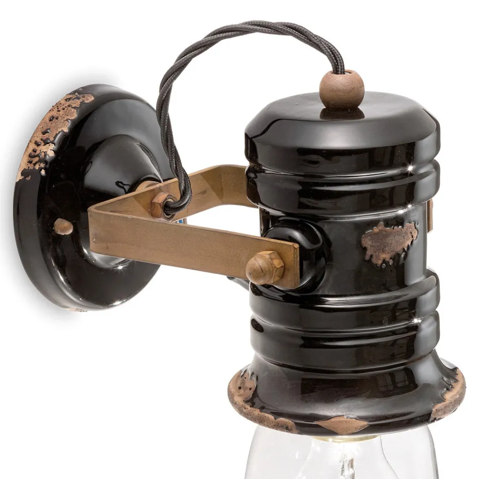 Spot aplique de parede em cerâmica, vidro e metal com diferentes acabamentos Joy Ferroluce Viadurini