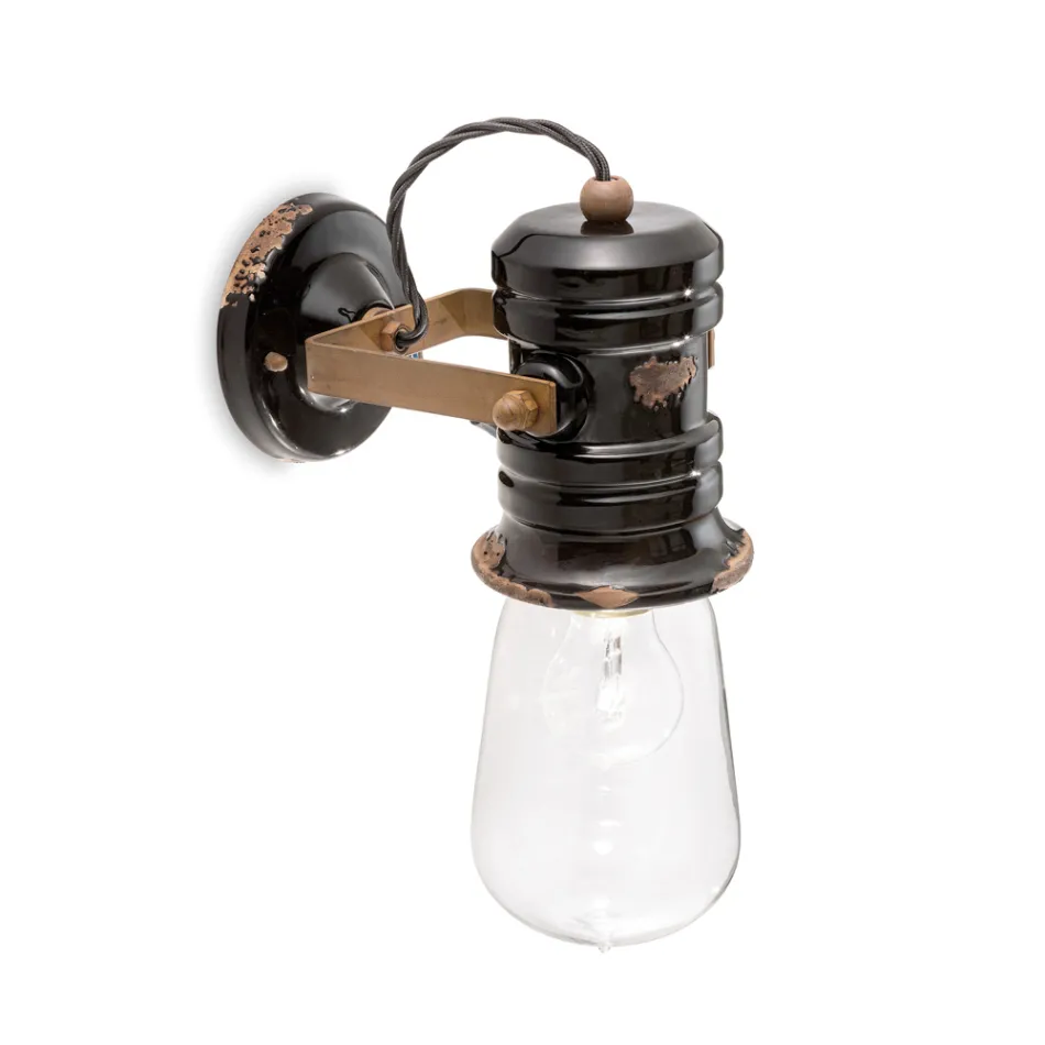 Spot aplique de parede em cerâmica, vidro e metal com diferentes acabamentos Joy Ferroluce Viadurini