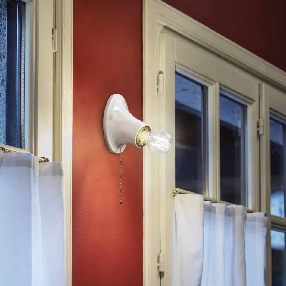 Luminária de parede de cerâmica branca Trieste made in Italy by Ferroluce Viadurini