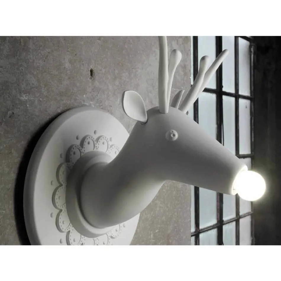 Apliques de Parede em Cerâmica Branca Matt Design Moderno em Cervo - Memento Viadurini