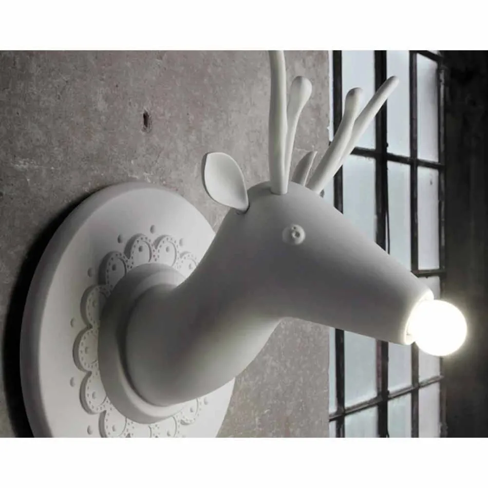 Apliques de Parede em Cerâmica Branca Matt Design Moderno em Cervo - Memento Viadurini