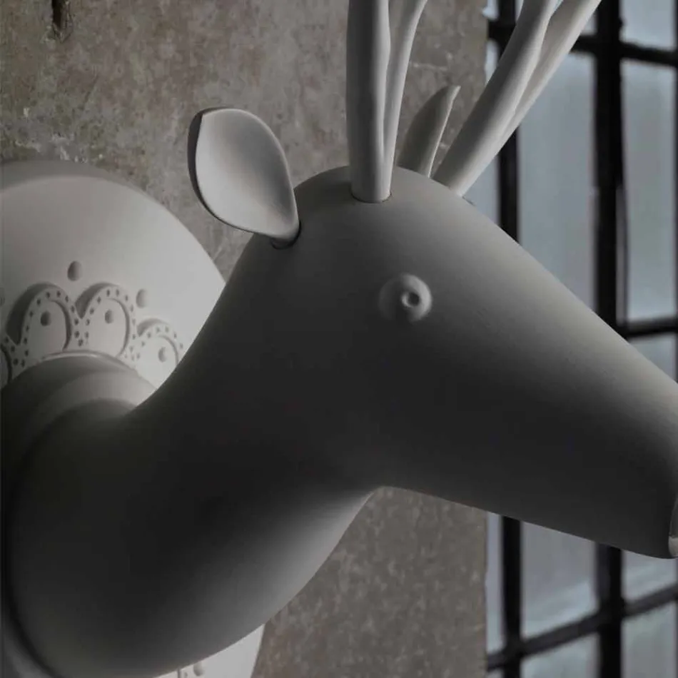 Apliques de Parede em Cerâmica Branca Matt Design Moderno em Cervo - Memento Viadurini