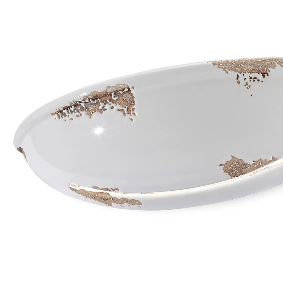 Arandela Meia Lua com 2 Luzes em Cerâmica Decorada à Mão - Trieste Viadurini