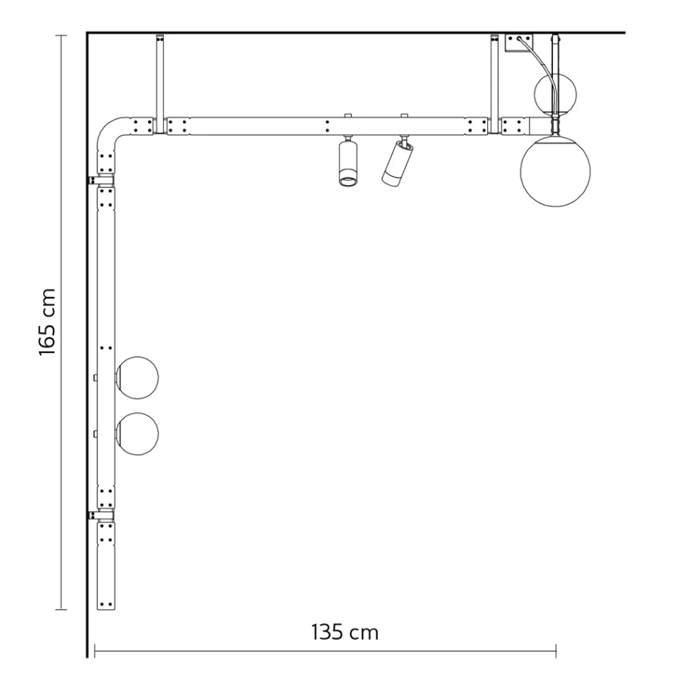 Candeeiro de parede Design em alumínio preto com esferas e focos - Exodus Viadurini