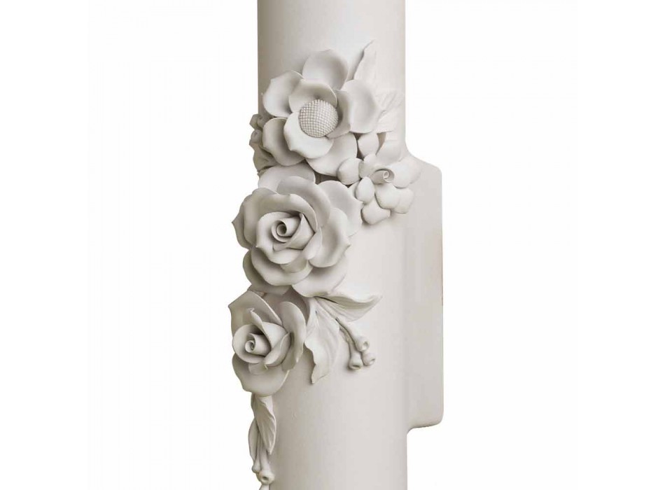 Arandela de parede em cerâmica Matt White com flores decorativas - Revolution