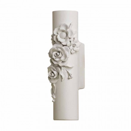 Arandela de parede em cerâmica Matt White com flores decorativas - Revolution Viadurini