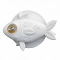 Arandela de Parede em Design de Cerâmica Branco Mate com Peixe Decorado - Peixe