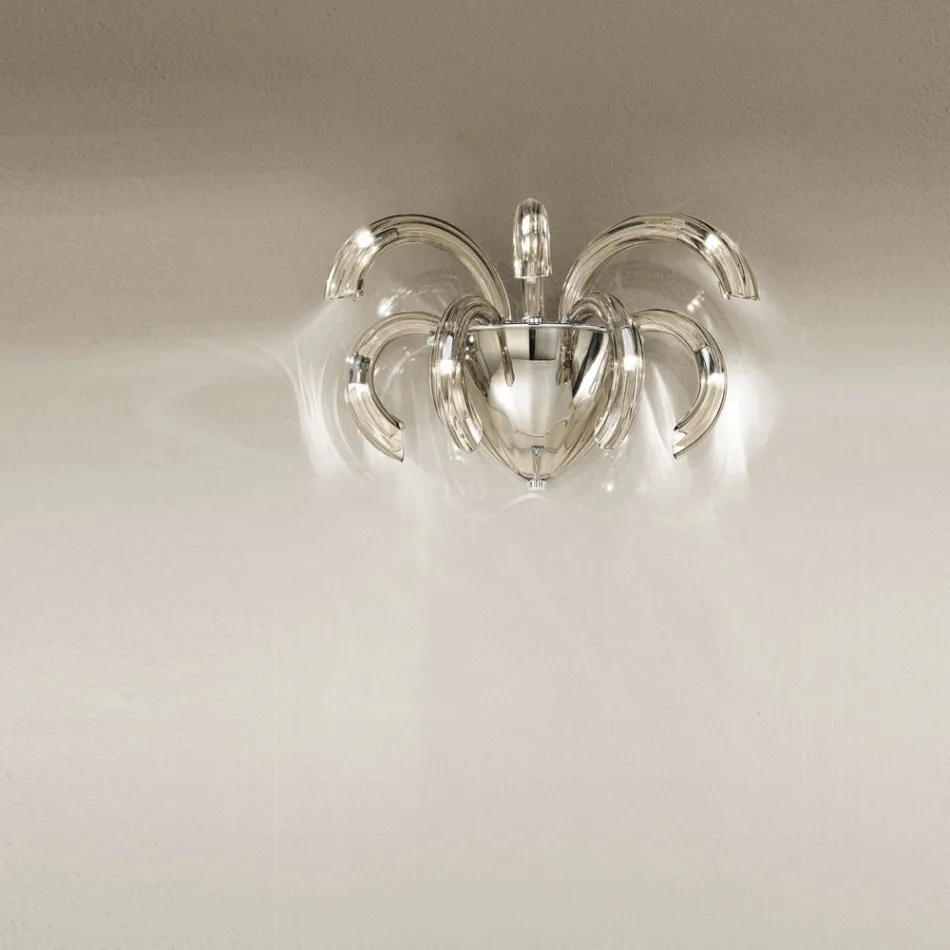 Candeeiro de parede artesanal em vidro veneziano e metal feito na Itália - Jason Viadurini