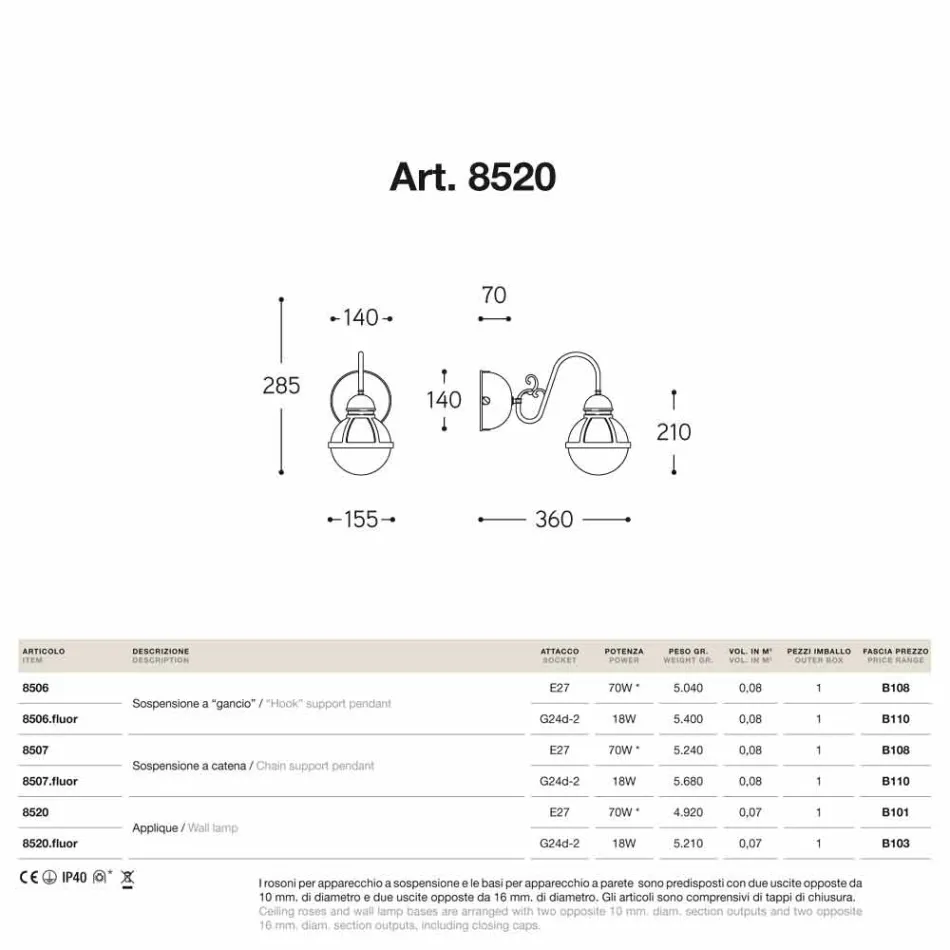 Impermeabilização de paredes em latão antigo e vidro soprado Viadurini
