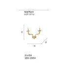 Candeeiro de Parede Clássico 2 Luzes em Vidro Rigaton Feito à Mão e Metal - Fievole Viadurini