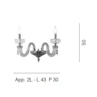 Candeeiro de Parede Clássico 2 Luzes Feito à Mão em Vidro Luxo Feito na Itália - Salina Viadurini