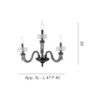 Candeeiro de Parede Clássico 3 Luzes Feito à Mão em Vidro Luxo Feito na Itália - Salina Viadurini