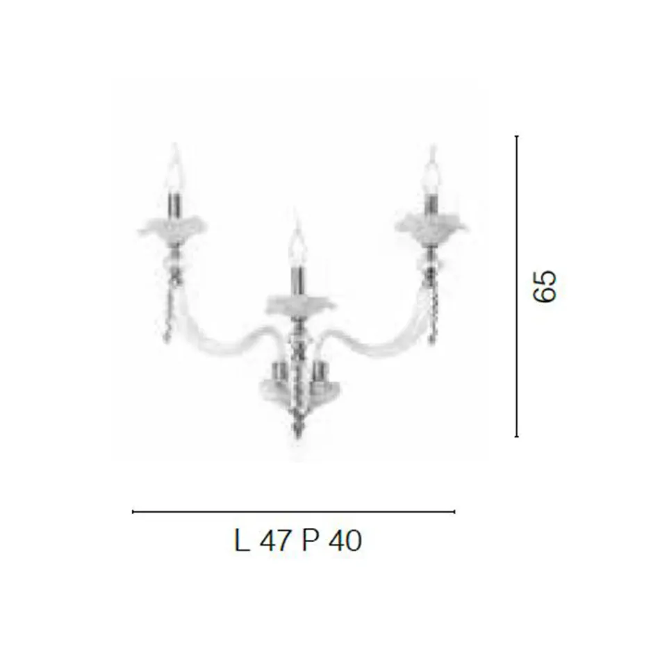 Candeeiro de Parede Clássico 3 Luzes Vidro Soprado e Detalhes Florais - Bluminda Viadurini