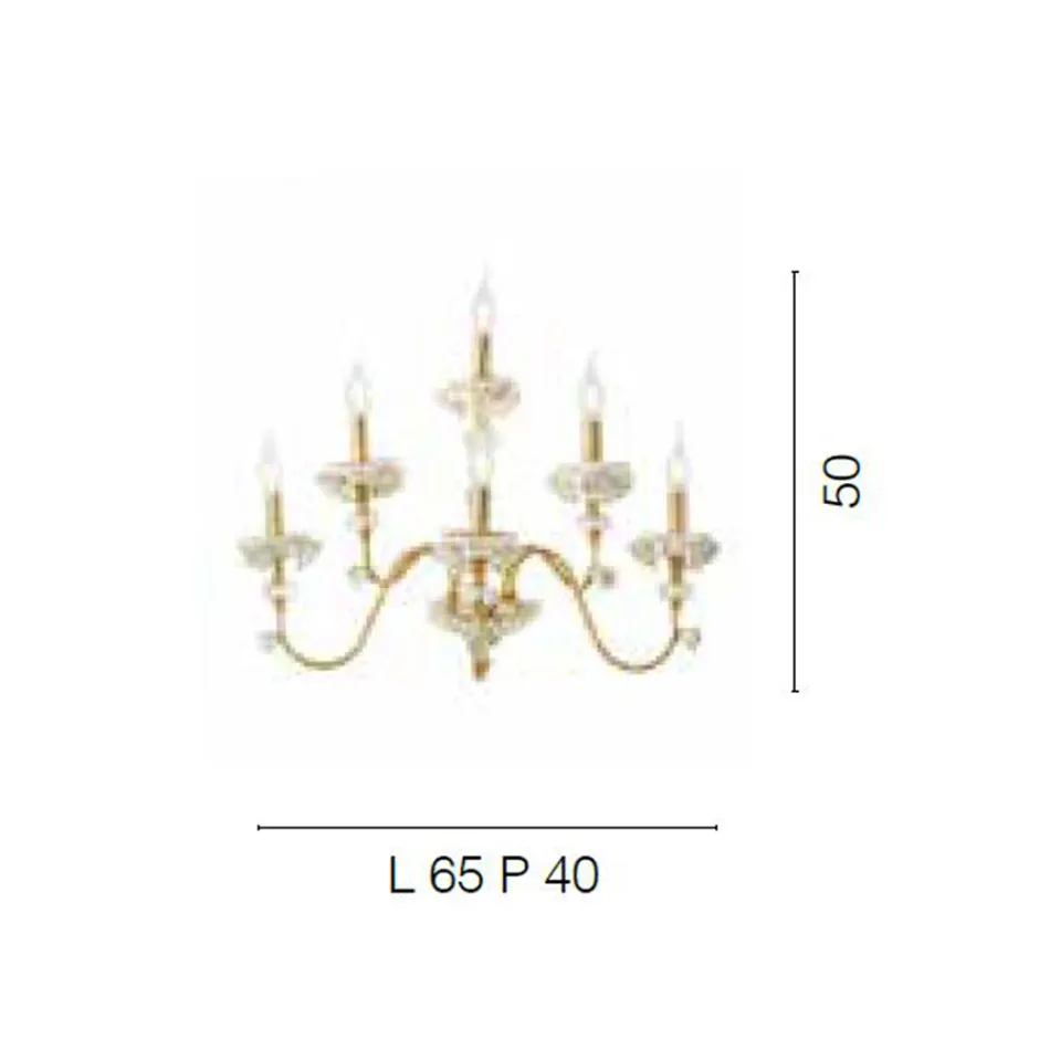 Candeeiro de Parede Clássico 6 Luzes em Porcelana e Vidro Soprado Luxo - Eteria Viadurini