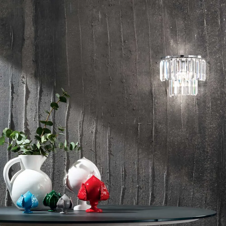 Aplique Clássico em Pingentes de Metal e Cristal Dourado ou Prata - Jerome Viadurini