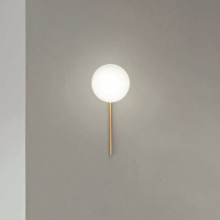 Luminária de Parede com LED em Metal Pintado Dourado e Vidro Soprado - Ailanto Viadurini