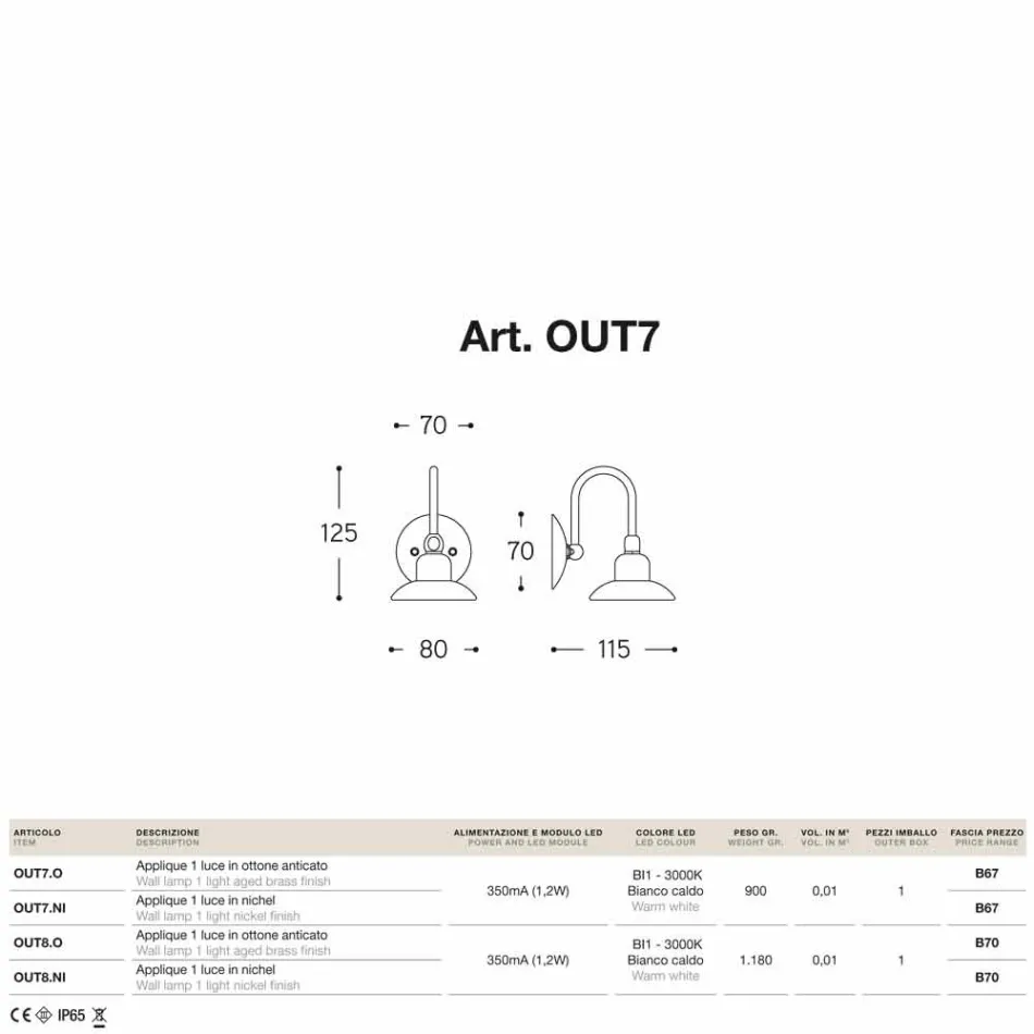 Luz ao ar livre contemporânea 1 pequeno Giulietta Sprint Viadurini