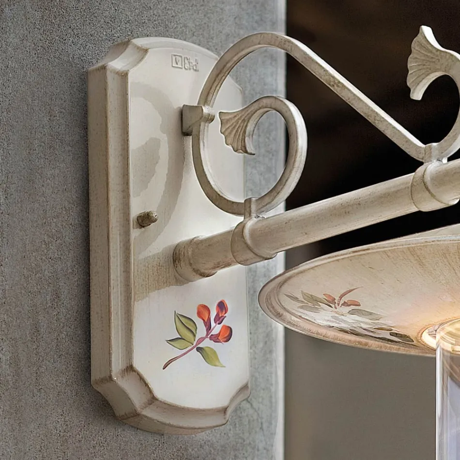 Lâmpada de parede externa de alumínio decorada clássica pintada à mão - Gênova Viadurini