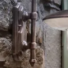 Candeeiro de parede exterior em alumínio preto e flores pintadas à mão - Latina Viadurini