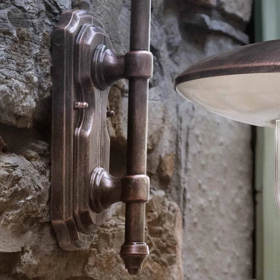 Candeeiro de parede exterior em alumínio preto e flores pintadas à mão - Latina Viadurini