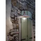 Candeeiro de parede exterior em alumínio preto e flores pintadas à mão - Latina Viadurini