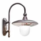 Candeeiro de parede exterior em alumínio preto e flores pintadas à mão - Latina Viadurini