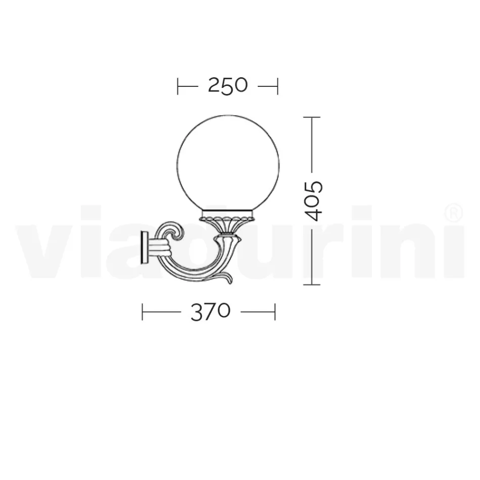Candeeiro de parede exterior em alumínio fundido e esfera acrílica - Trovanero Viadurini