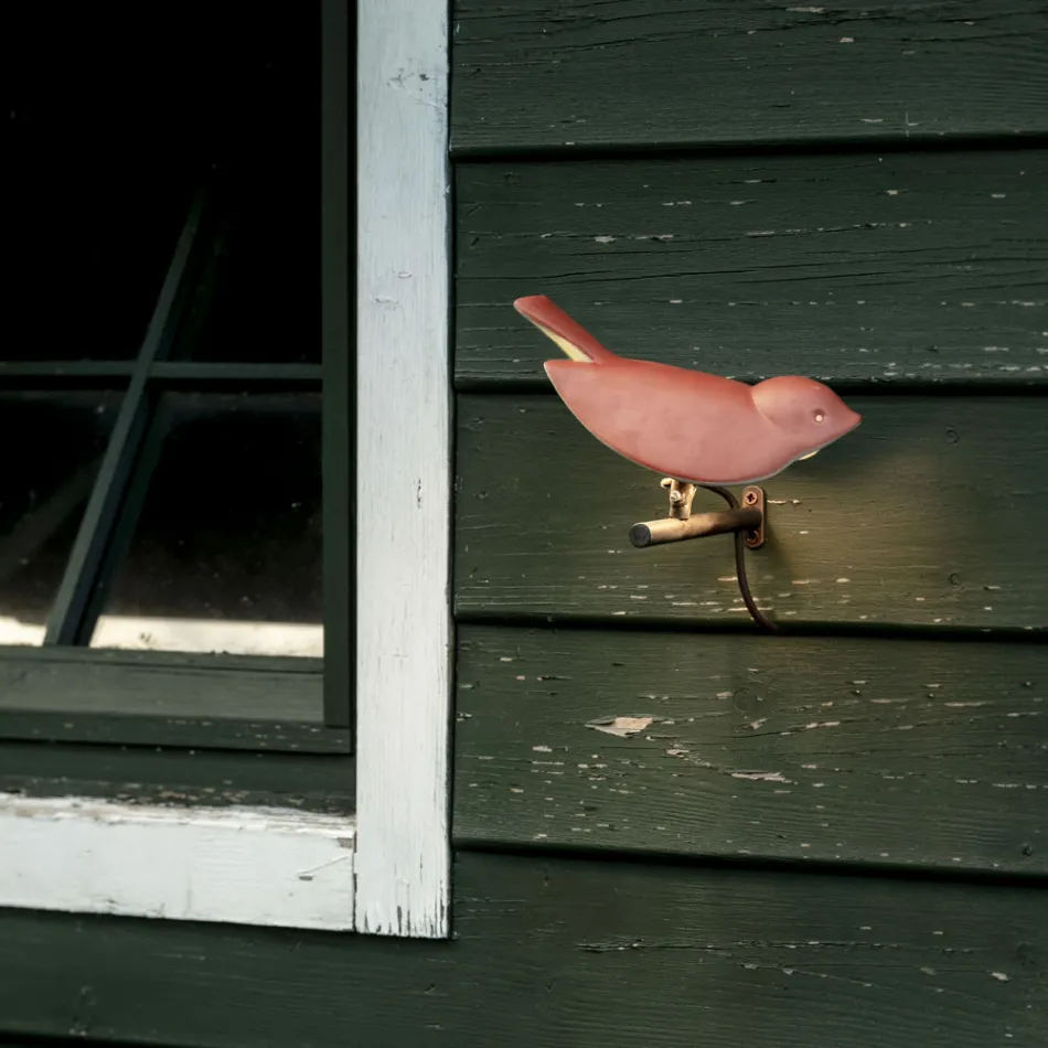 Luminária de parede externa em majólica toscana esmaltada, fabricada na Itália - Uccellino Viadurini