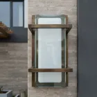 Luminária de parede externa em latão, soquete E27, estilo geométrico, fabricada na Itália - Cristal Viadurini