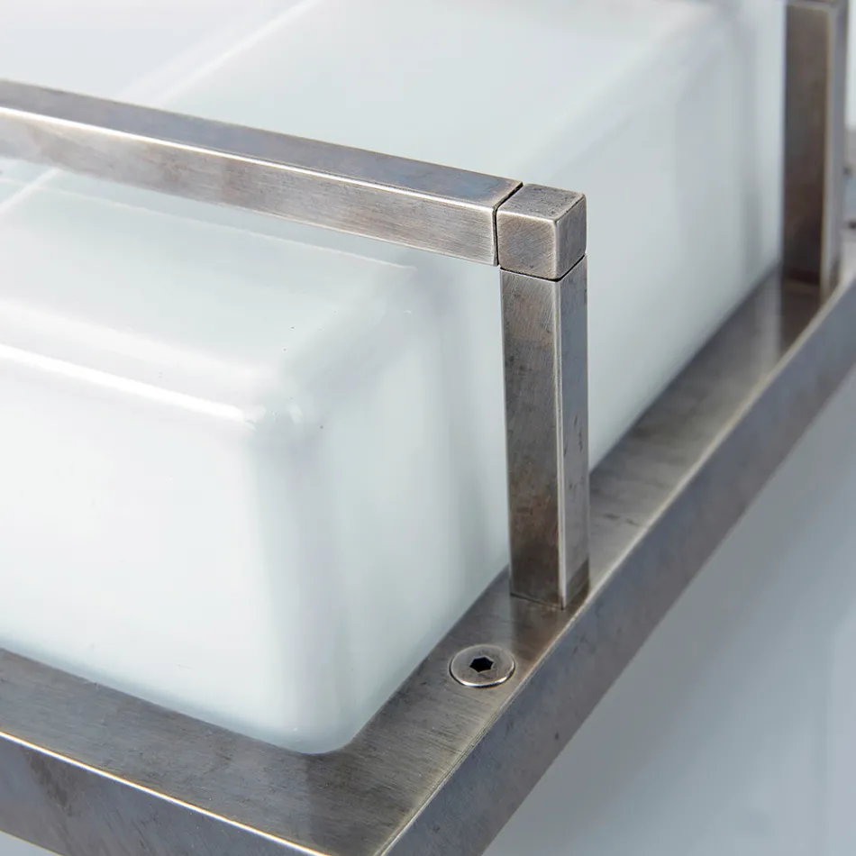 Luminária de parede externa em latão, soquete E27, estilo geométrico, fabricada na Itália - Cristal Viadurini