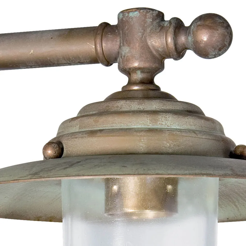 Luminária de parede externa Elfico em latão, vidro transparente e classificação IP44. Viadurini