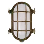 Luminária de parede externa vintage em latão com vidro opalino/transparente - Siren Viadurini