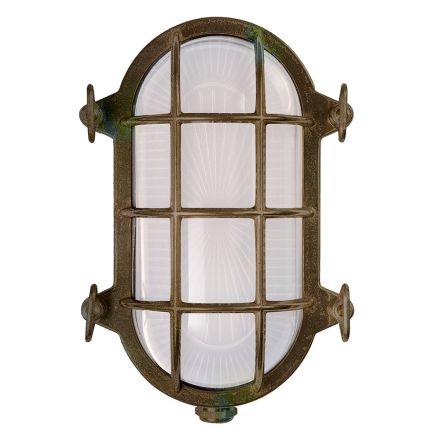 Luminária de parede externa vintage em latão com vidro opalino/transparente - Siren Viadurini
