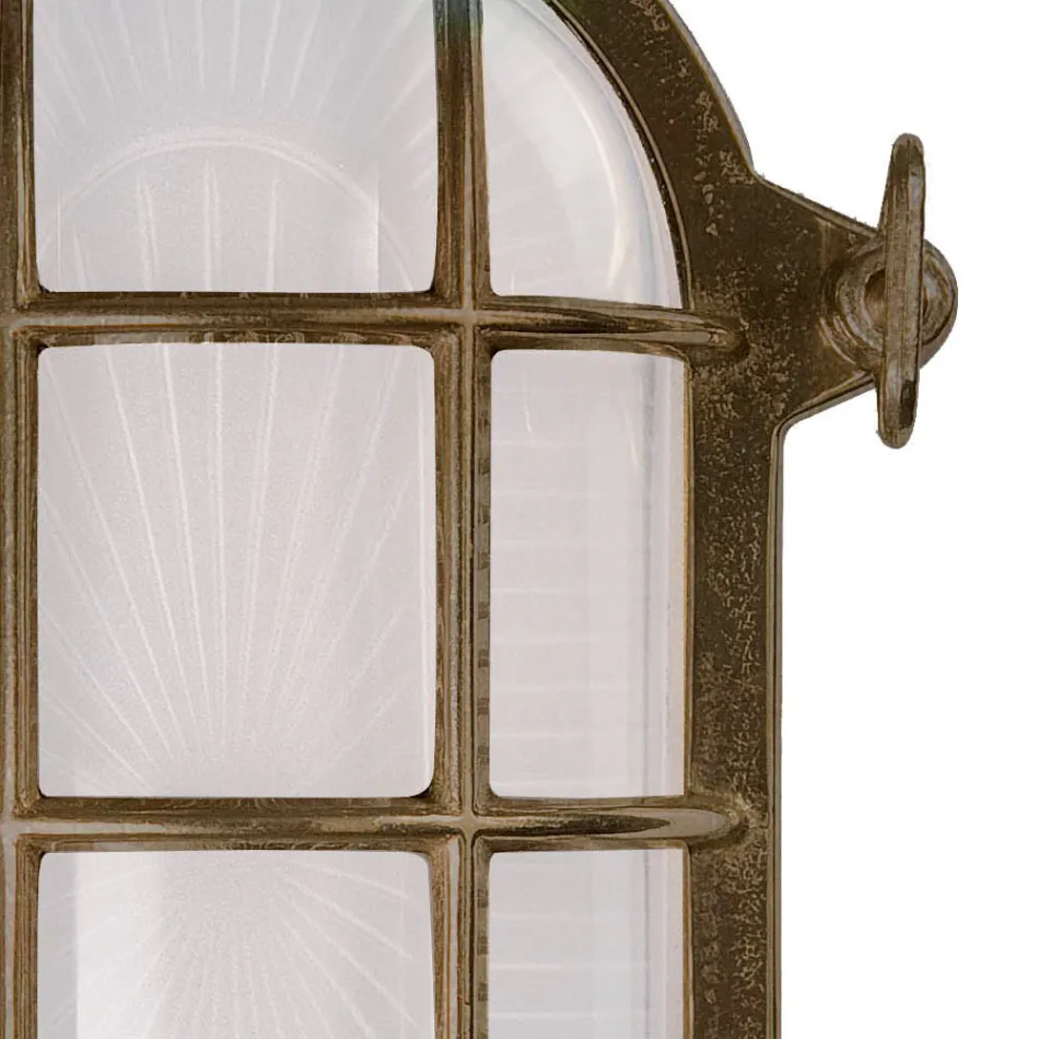 Luminária de parede externa vintage em latão com vidro opalino/transparente - Siren Viadurini